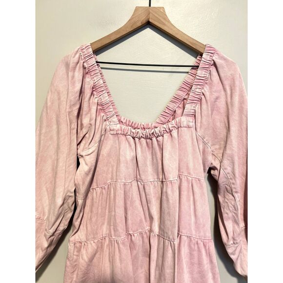 Free People Blue Jean Babydoll Mini Dress in Washed Pink Women's Size Small - Picture 7 of 10